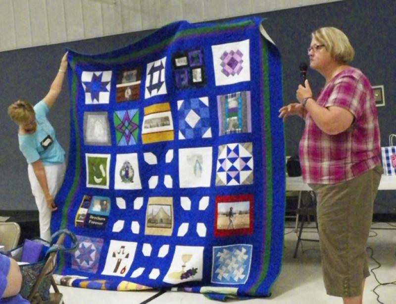 A memory quilt for Father Harr's birthday made by the Ladies Guild at Christ the King Church.