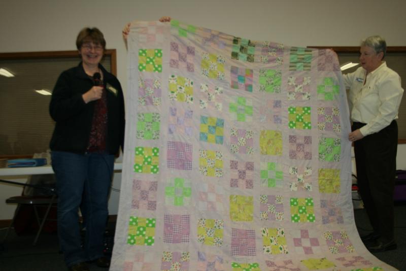 Diane's Lavender and green wedding quilt given to her by her grandmother