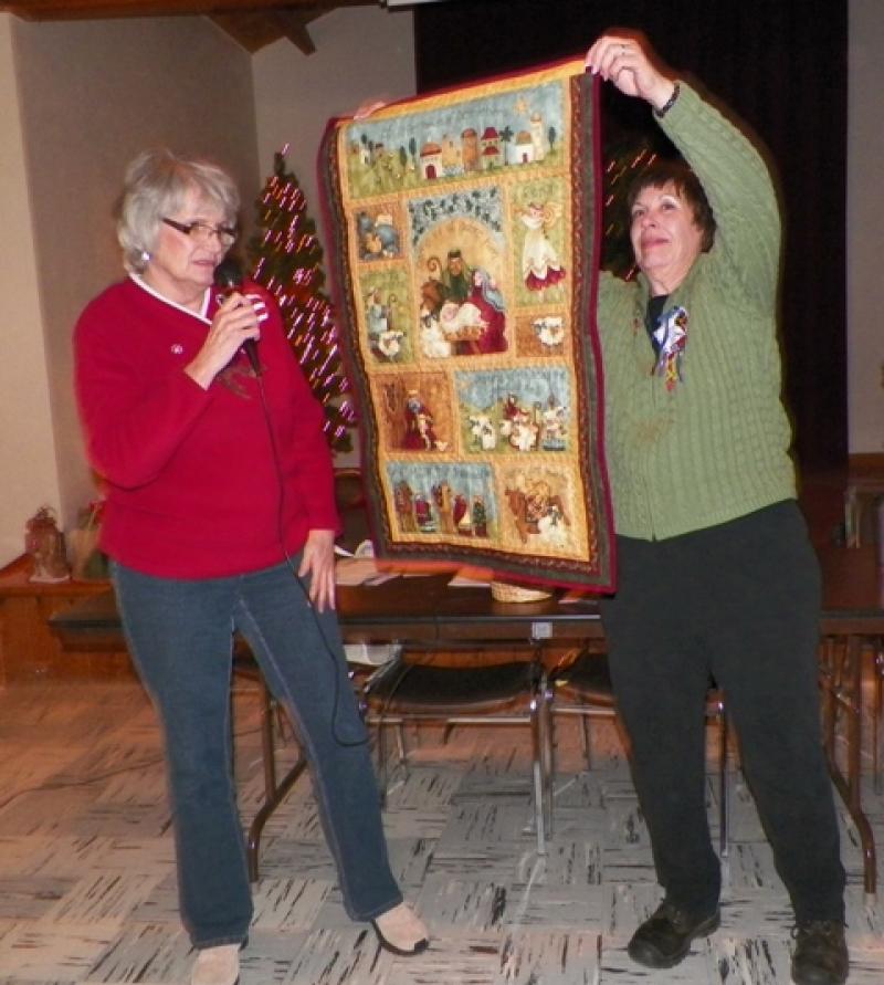A Christmas wall hanging shown by Janice C. She also showed coasters. 